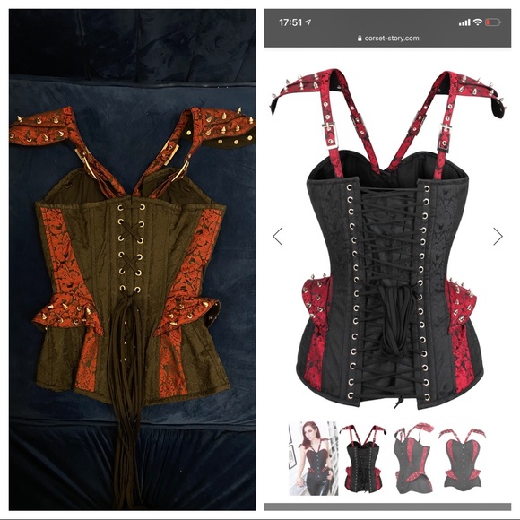 NWOT Steampunk Studded Overbust Corset - Picture 3 of 8
